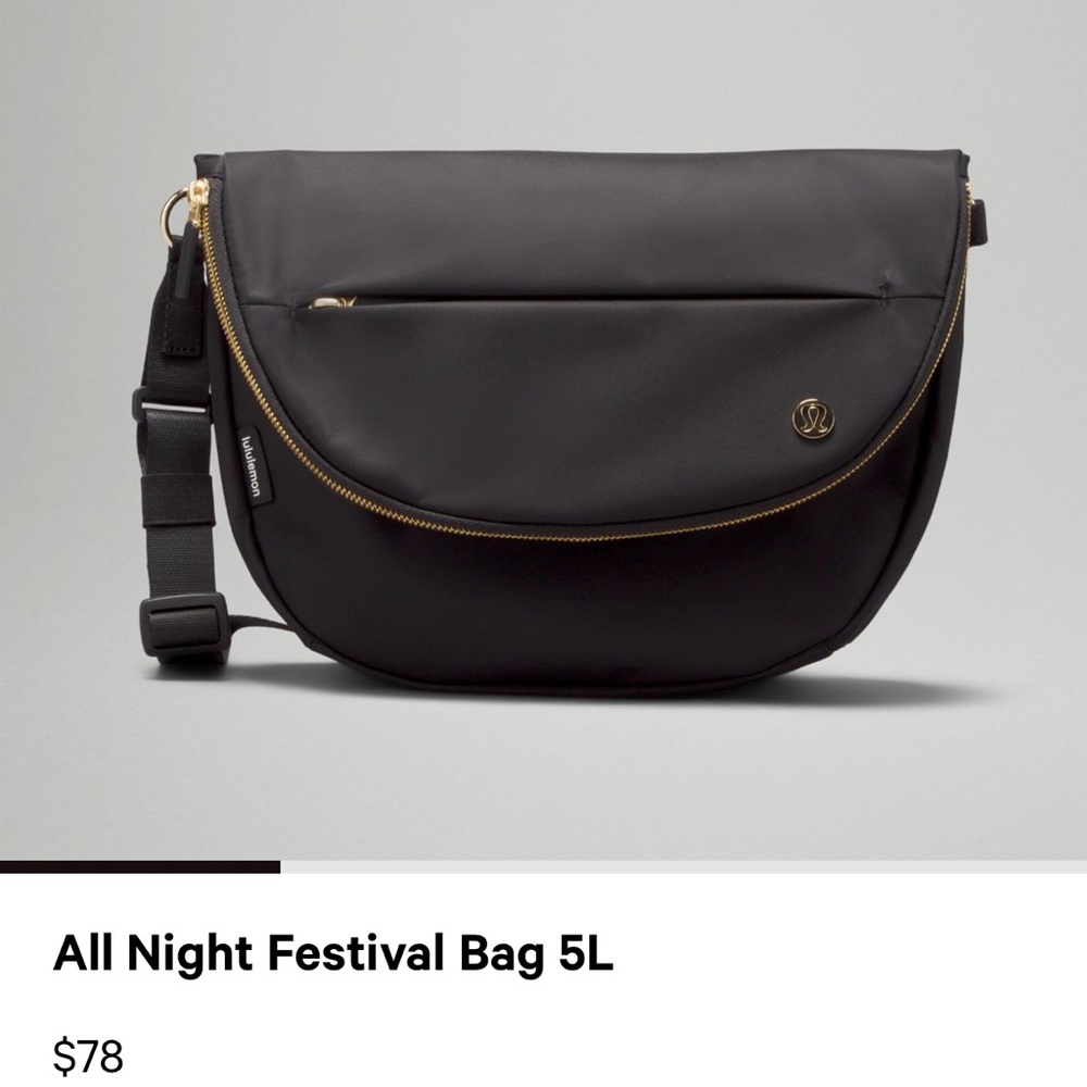 Lululemon Black Festival Bag with Gold Accents
BNWT